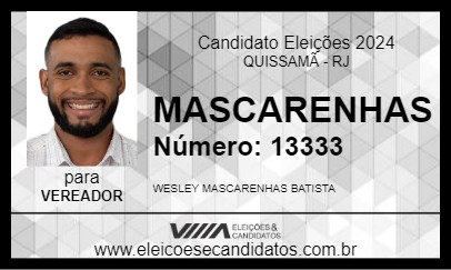 Candidato WESLEY MASCARENHAS 2024 - QUISSAMÃ - Eleições