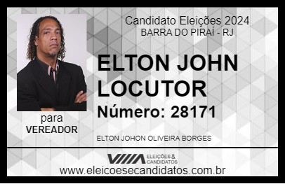 Candidato ELTON JOHN LOCUTOR 2024 - BARRA DO PIRAÍ - Eleições