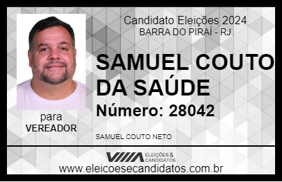 Candidato SAMUEL COUTO DA SAÚDE 2024 - BARRA DO PIRAÍ - Eleições