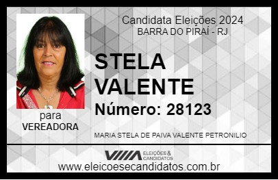 Candidato STELA VALENTE 2024 - BARRA DO PIRAÍ - Eleições