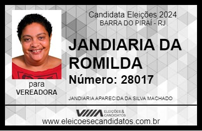 Candidato JANDIARIA DA ROMILDA 2024 - BARRA DO PIRAÍ - Eleições