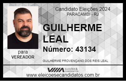 Candidato GUILHERME LEAL 2024 - PARACAMBI - Eleições