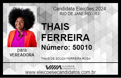 Candidato THAIS FERREIRA 2024 - RIO DE JANEIRO - Eleições