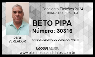 Candidato BETO PIPA 2024 - BARRA DO PIRAÍ - Eleições