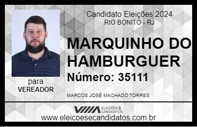 Candidato MARQUINHO DO HAMBURGUER 2024 - RIO BONITO - Eleições