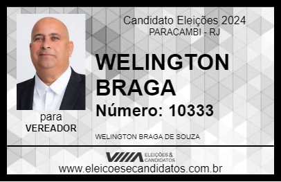 Candidato WELINGTON BRAGA 2024 - PARACAMBI - Eleições