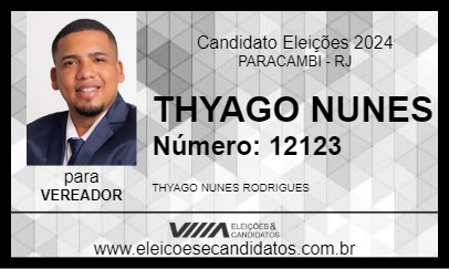 Candidato THYAGO NUNES 2024 - PARACAMBI - Eleições