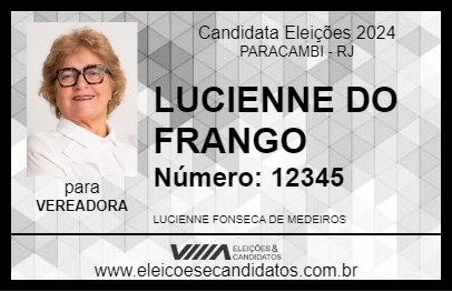 Candidato LUCIENNE DO FRANGO 2024 - PARACAMBI - Eleições