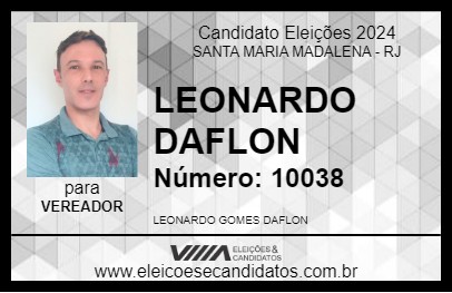 Candidato LEONARDO DAFLON 2024 - SANTA MARIA MADALENA - Eleições