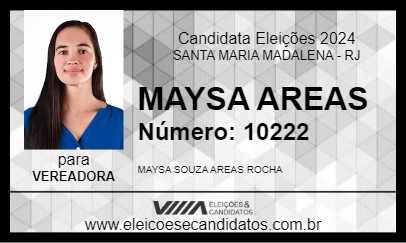 Candidato MAYSA AREAS 2024 - SANTA MARIA MADALENA - Eleições