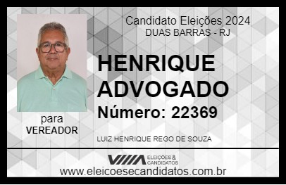 Candidato HENRIQUE ADVOGADO 2024 - DUAS BARRAS - Eleições