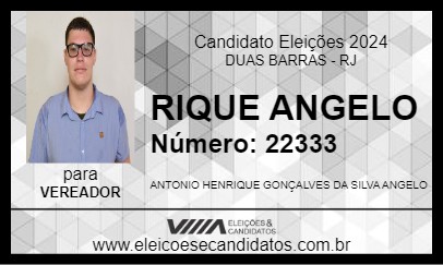 Candidato RIQUE ANGELO 2024 - DUAS BARRAS - Eleições