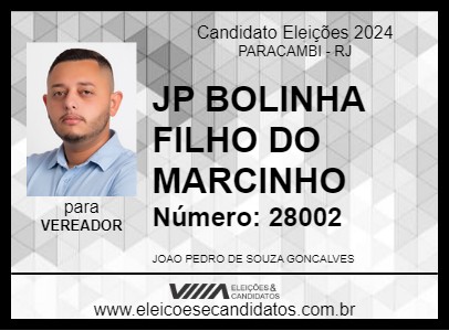 Candidato JP BOLINHA FILHO DO MARCINHO 2024 - PARACAMBI - Eleições