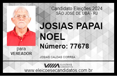 Candidato JOSIAS PAPAI NOEL 2024 - SÃO JOSÉ DE UBÁ - Eleições