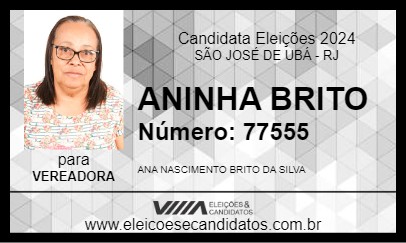 Candidato ANINHA BRITO 2024 - SÃO JOSÉ DE UBÁ - Eleições