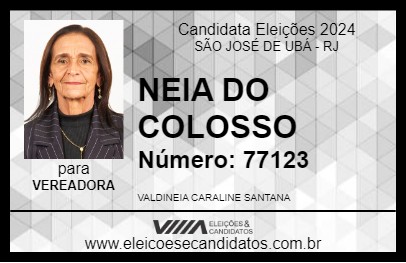 Candidato NEIA DO COLOSSO 2024 - SÃO JOSÉ DE UBÁ - Eleições