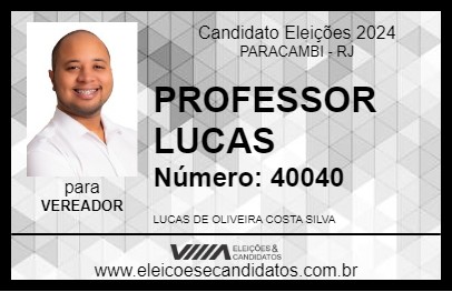 Candidato PROFESSOR LUCAS 2024 - PARACAMBI - Eleições