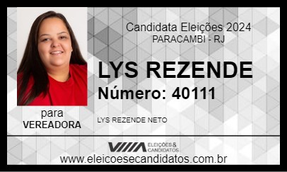 Candidato LYS REZENDE 2024 - PARACAMBI - Eleições