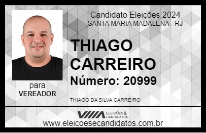 Candidato THIAGO CARREIRO  2024 - SANTA MARIA MADALENA - Eleições