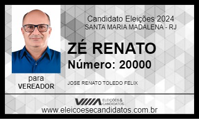 Candidato ZÉ RENATO  2024 - SANTA MARIA MADALENA - Eleições