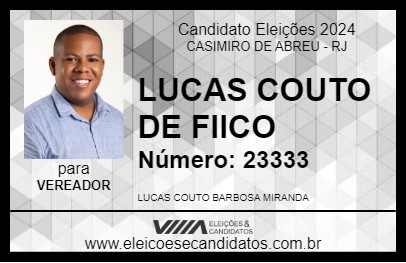 Candidato LUCAS COUTO DE FIICO 2024 - CASIMIRO DE ABREU - Eleições