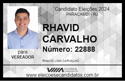 Candidato RHAVID CARVALHO 2024 - PARACAMBI - Eleições