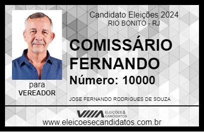 Candidato COMISSÁRIO FERNANDO 2024 - RIO BONITO - Eleições