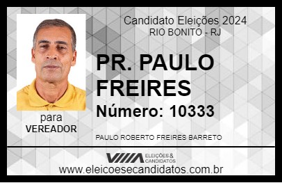 Candidato PR. PAULO FREIRES 2024 - RIO BONITO - Eleições