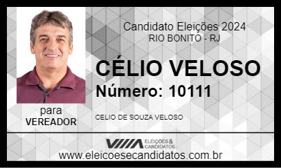 Candidato CÉLIO VELOSO 2024 - RIO BONITO - Eleições