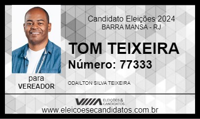 Candidato TOM TEIXEIRA 2024 - BARRA MANSA - Eleições