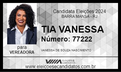 Candidato TIA VANESSA 2024 - BARRA MANSA - Eleições