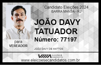 Candidato JOÃO DAVY TATUADOR 2024 - BARRA MANSA - Eleições