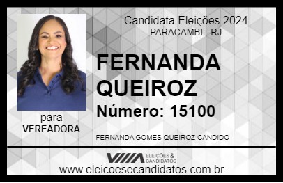 Candidato FERNANDA QUEIROZ 2024 - PARACAMBI - Eleições