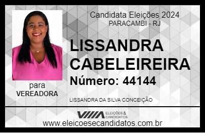 Candidato LISSANDRA CABELEIREIRA 2024 - PARACAMBI - Eleições