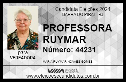 Candidato PROFESSORA RUYMAR 2024 - BARRA DO PIRAÍ - Eleições