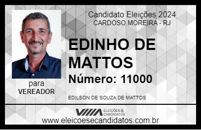 Candidato EDINHO DE MATTOS 2024 - CARDOSO MOREIRA - Eleições