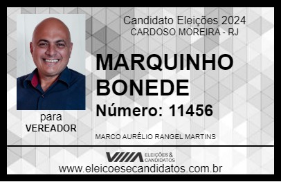 Candidato MARQUINHO BONEDE 2024 - CARDOSO MOREIRA - Eleições