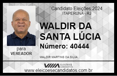 Candidato WALDIR DA SANTA LÚCIA 2024 - ITAPERUNA - Eleições