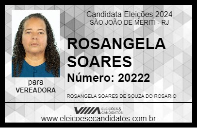 Candidato ROSANGELA SOARES 2024 - SÃO JOÃO DE MERITI - Eleições