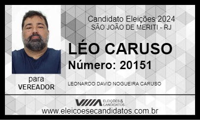 Candidato LÉO CARUSO 2024 - SÃO JOÃO DE MERITI - Eleições