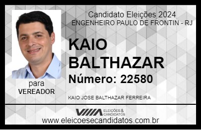 Candidato KAIO BALTHAZAR 2024 - ENGENHEIRO PAULO DE FRONTIN - Eleições