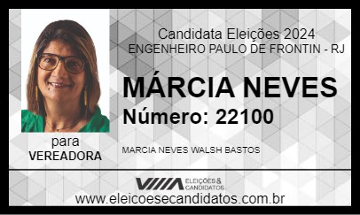 Candidato MÁRCIA NEVES 2024 - ENGENHEIRO PAULO DE FRONTIN - Eleições