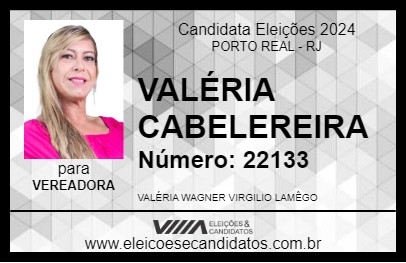 Candidato VALÉRIA CABELEREIRA 2024 - PORTO REAL - Eleições