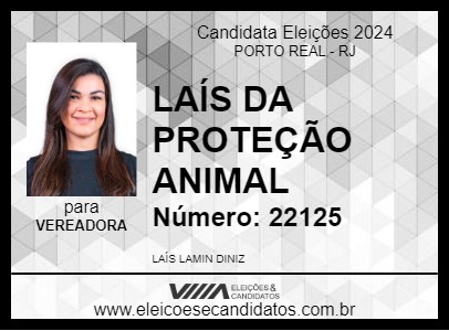 Candidato LAÍS DA PROTEÇÃO ANIMAL 2024 - PORTO REAL - Eleições