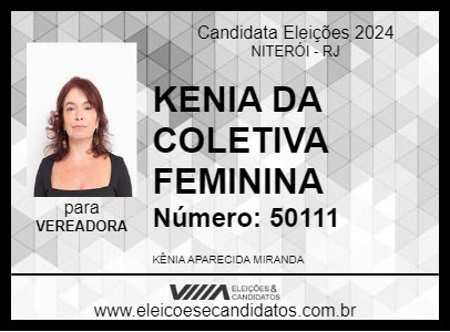 Candidato KÊNIA DA COLETIVA FEMINISTA 2024 - NITERÓI - Eleições