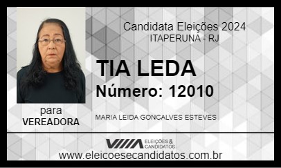 Candidato TIA LEDA 2024 - ITAPERUNA - Eleições