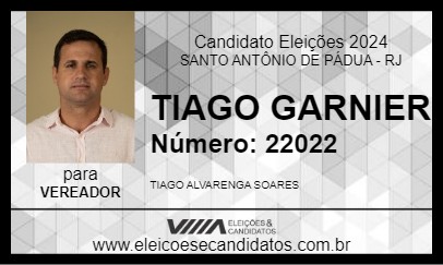 Candidato TIAGO GARNIER 2024 - SANTO ANTÔNIO DE PÁDUA - Eleições