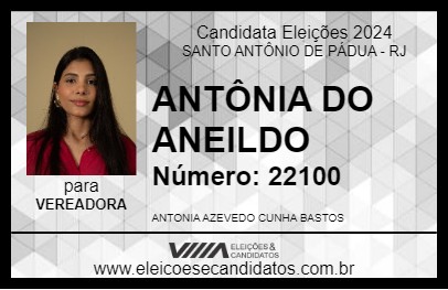 Candidato ANTÔNIA DO ANEILDO 2024 - SANTO ANTÔNIO DE PÁDUA - Eleições