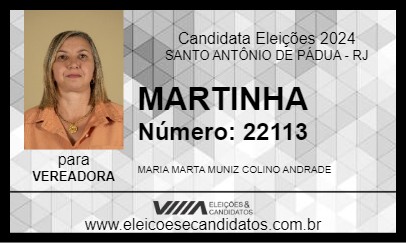 Candidato MARTINHA  2024 - SANTO ANTÔNIO DE PÁDUA - Eleições