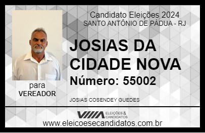 Candidato JOSIAS DA CIDADE NOVA 2024 - SANTO ANTÔNIO DE PÁDUA - Eleições